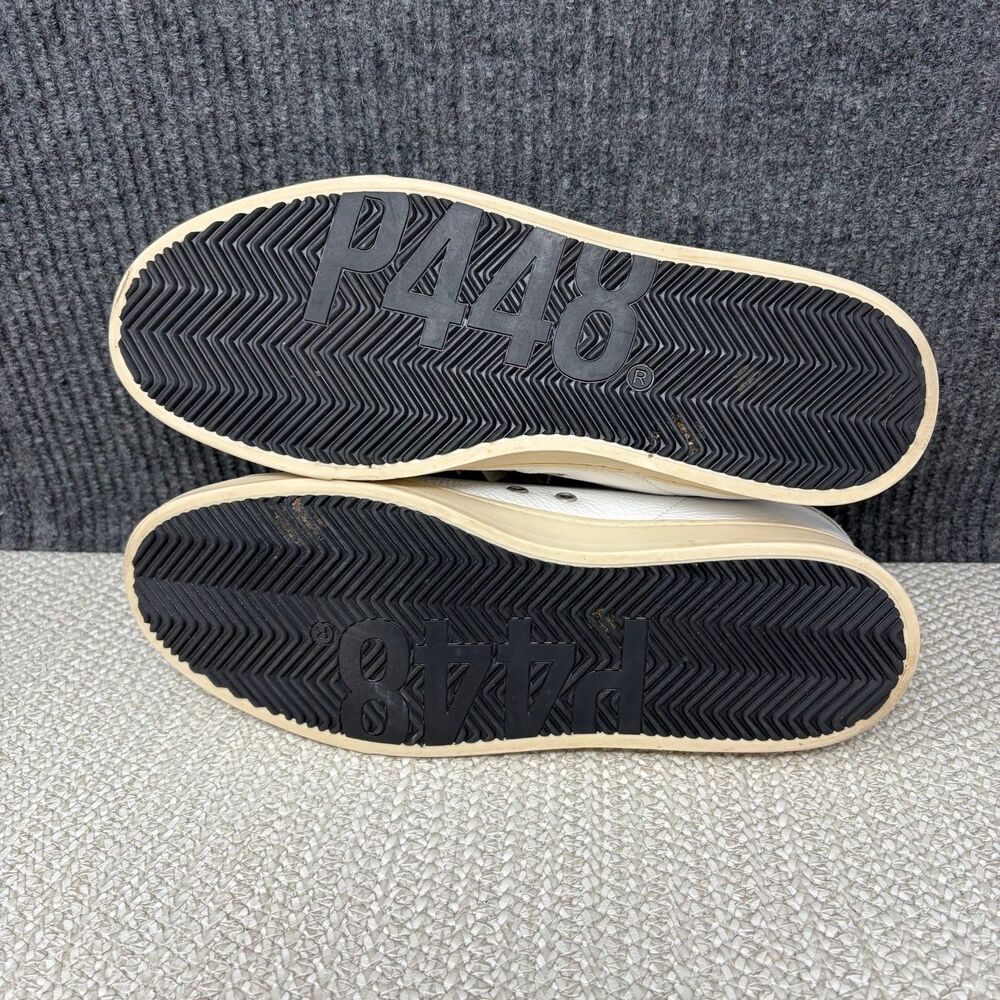 P448 John Low Top Leather Suede Sneakers Shoes White Cream Women’s 41 US 10 - Picture 6 of 8